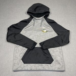 Oregon Ducks Hoodie Womens Medium Gray Nike Therma Fit AOP Colorblock Sweatshirt